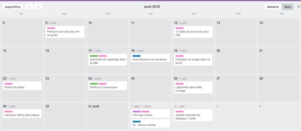 Trello calendrier