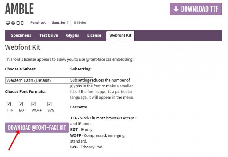 fontsquirrel webfont kit
