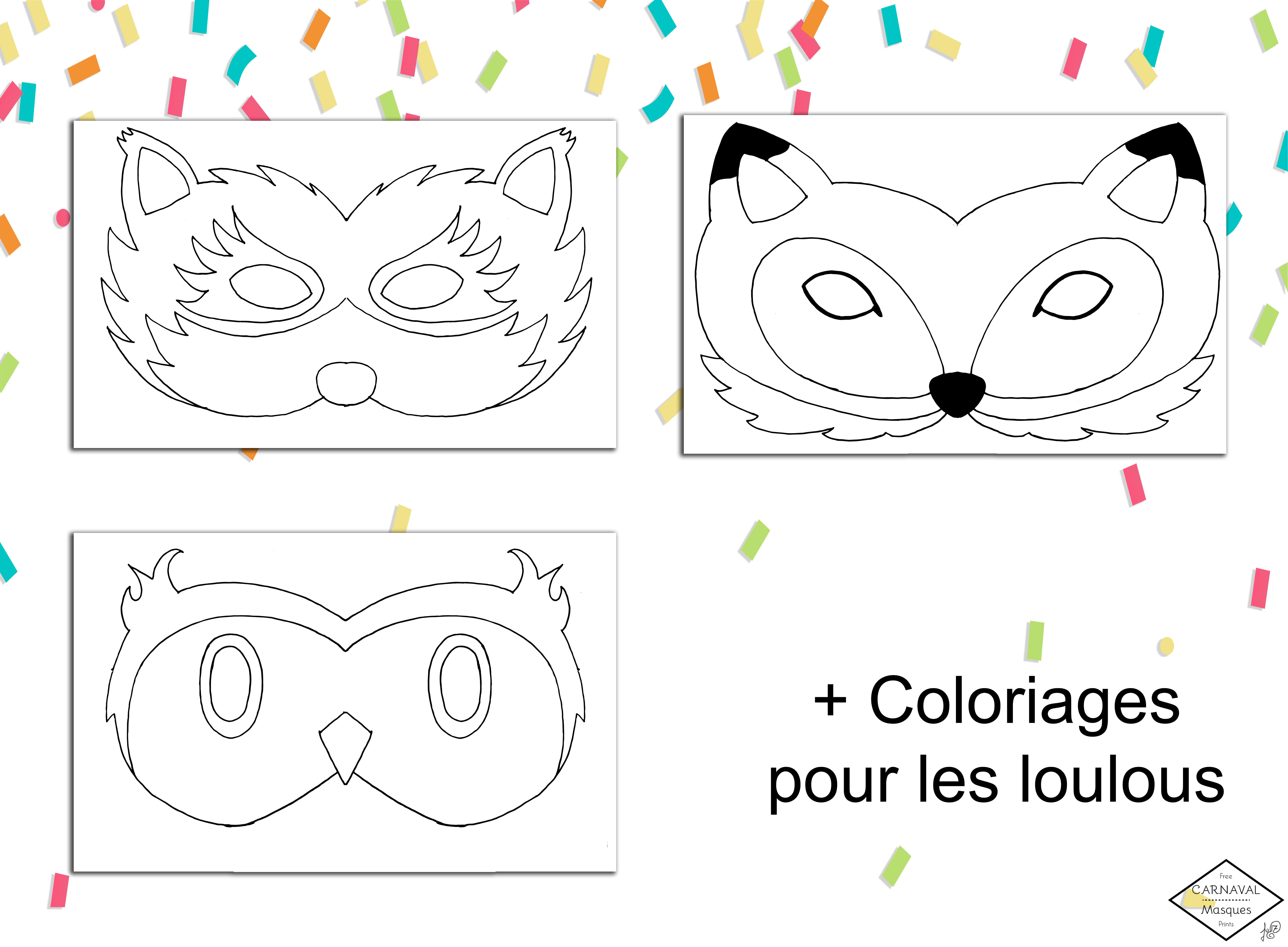 coloriage masque animaux carnaval