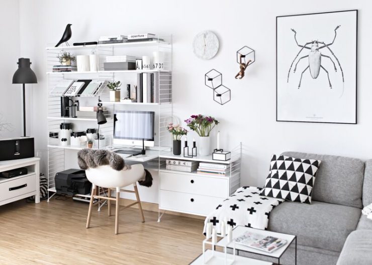 déco-salon-scandinave-blanc-noir-bureau-maison-sans-couleurs