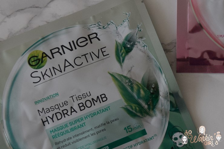 Les masques tissus Hydra Bomb de SkinActive. Merci Garnier pour ces soins