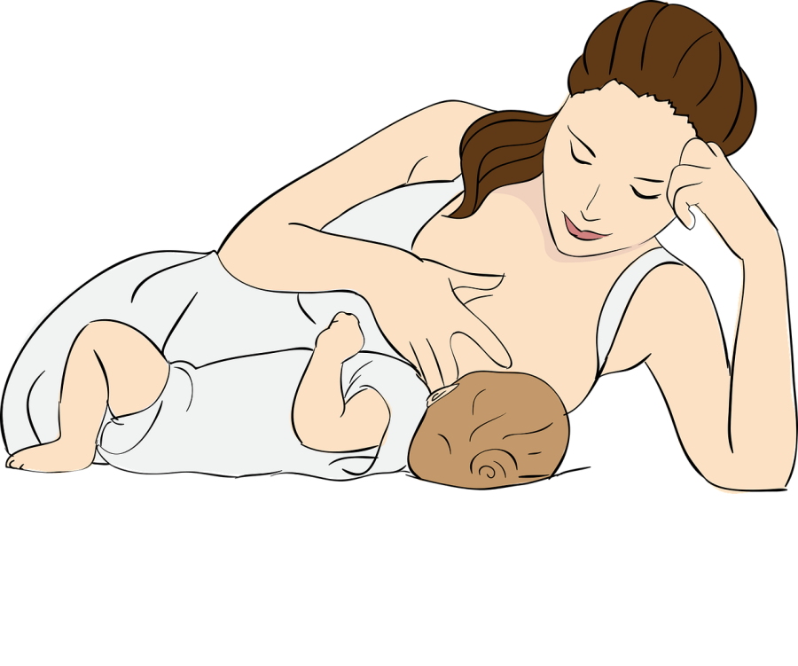 Femme qui allaite un bébé