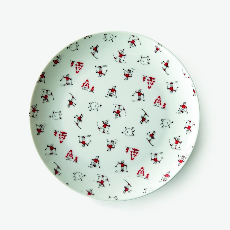 Assiette en porcelaine avec des skieurs, collection de Noël de Monoprix