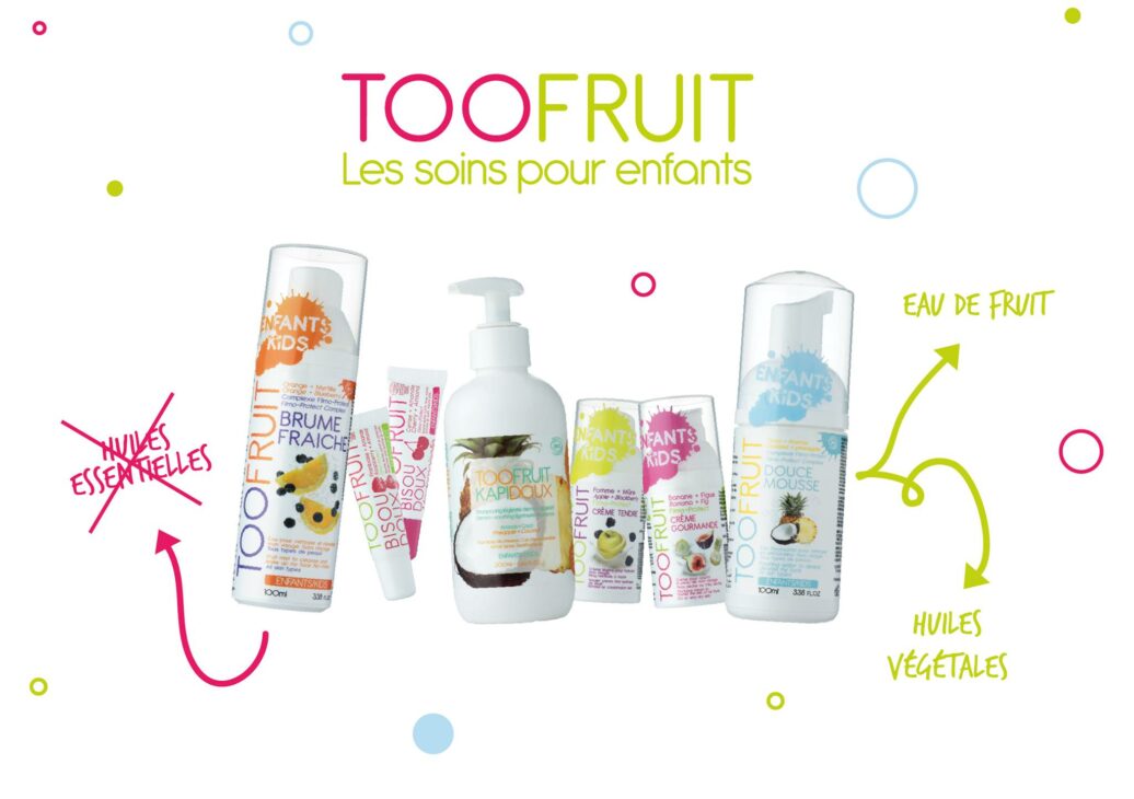 Produits de soins corporels pour enfants de la marque TOOFRUIT